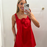 LBK RED A LINE 3D ROSE MINI DRESS