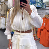 IVORY TIE MIDI RUFFLE SET