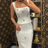 White Embellished Studded Set