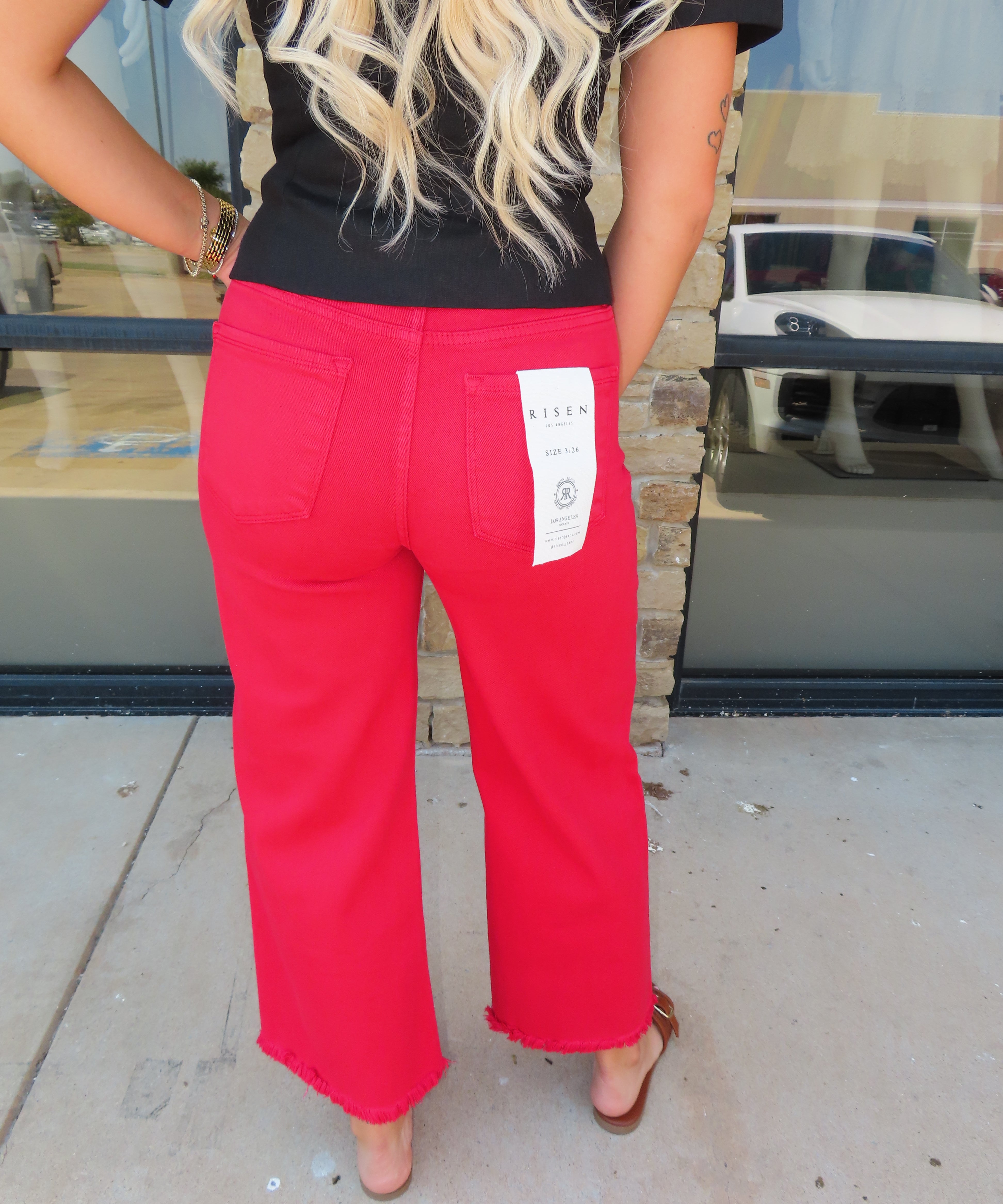 RED DENIM JEANS