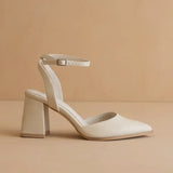 The Princess White | Pointed Toe Heel with Ankle Strap