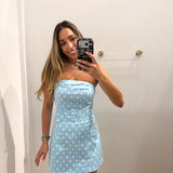 BABY BLUE POLKA DOT STAPLESS DRESS