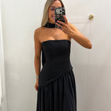LBK BLACK SCARF STRAPLESS DRESS
