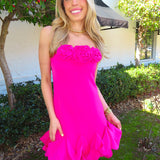 FUCHSIA ROSE BUBBLE MINI DRESS