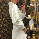 White Stitched Detail Belted dress