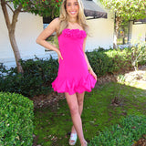 FUCHSIA ROSE BUBBLE MINI DRESS