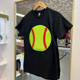 BLACK SEQUIN SOFTBALL TEE