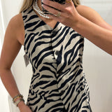 TAUPE ZEBRA WOVEN VEST