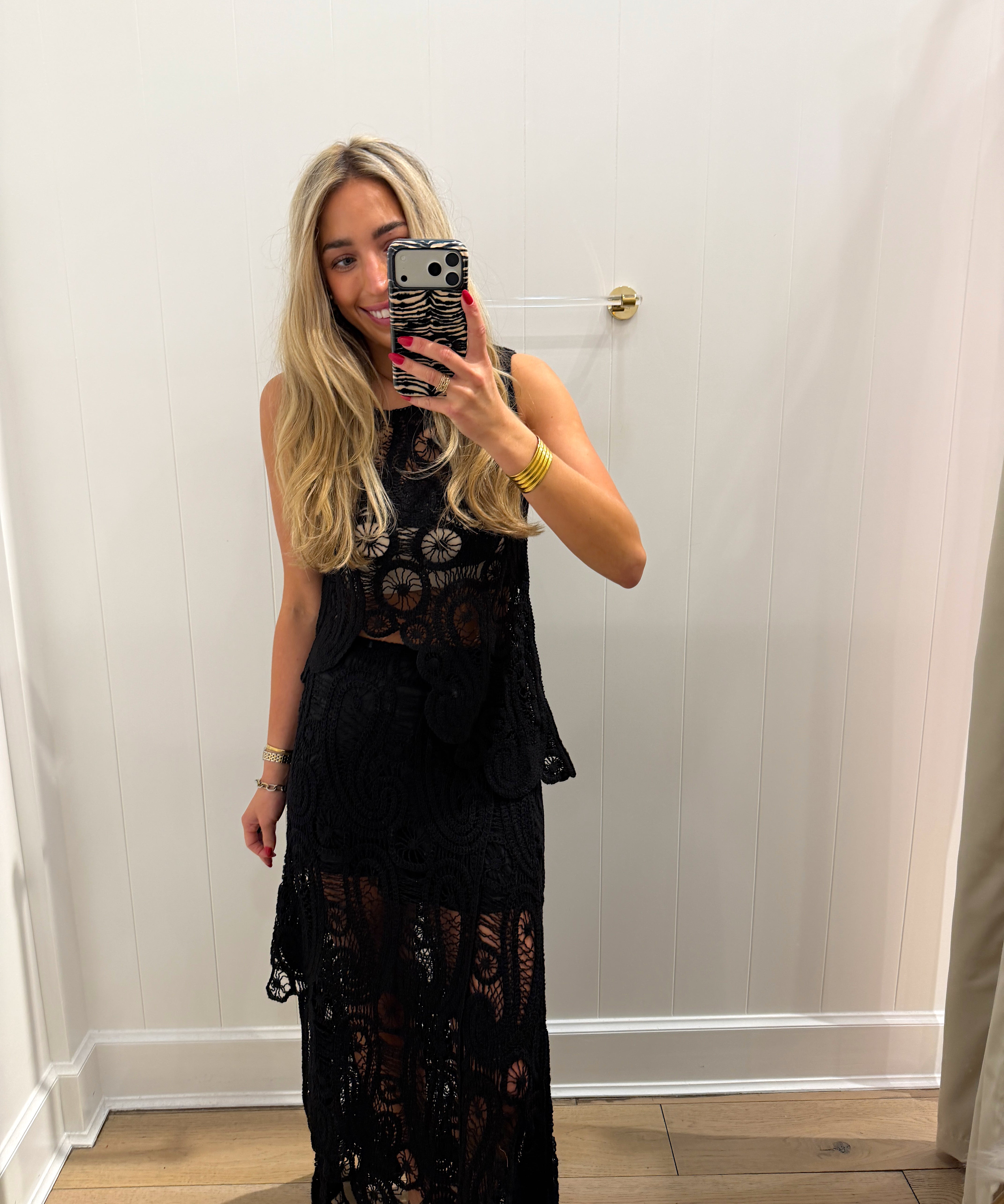 LBK BLACK ASYMMETRIC CROCHET SET