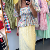 FLORAL PRINT PUFF SLEEVE TOP