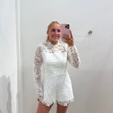LBK WHITE LACE CHIC LONGSLEEVE ROMPER