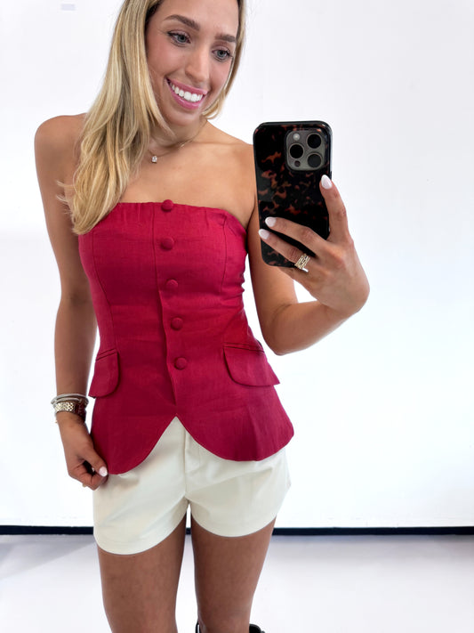 MAROON BUTTON CORSET