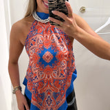 PAISLEY SCARF HALTER TOP