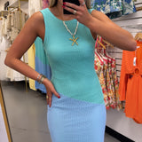 BLUE TWO TONE CROCHET MAXI DRESS