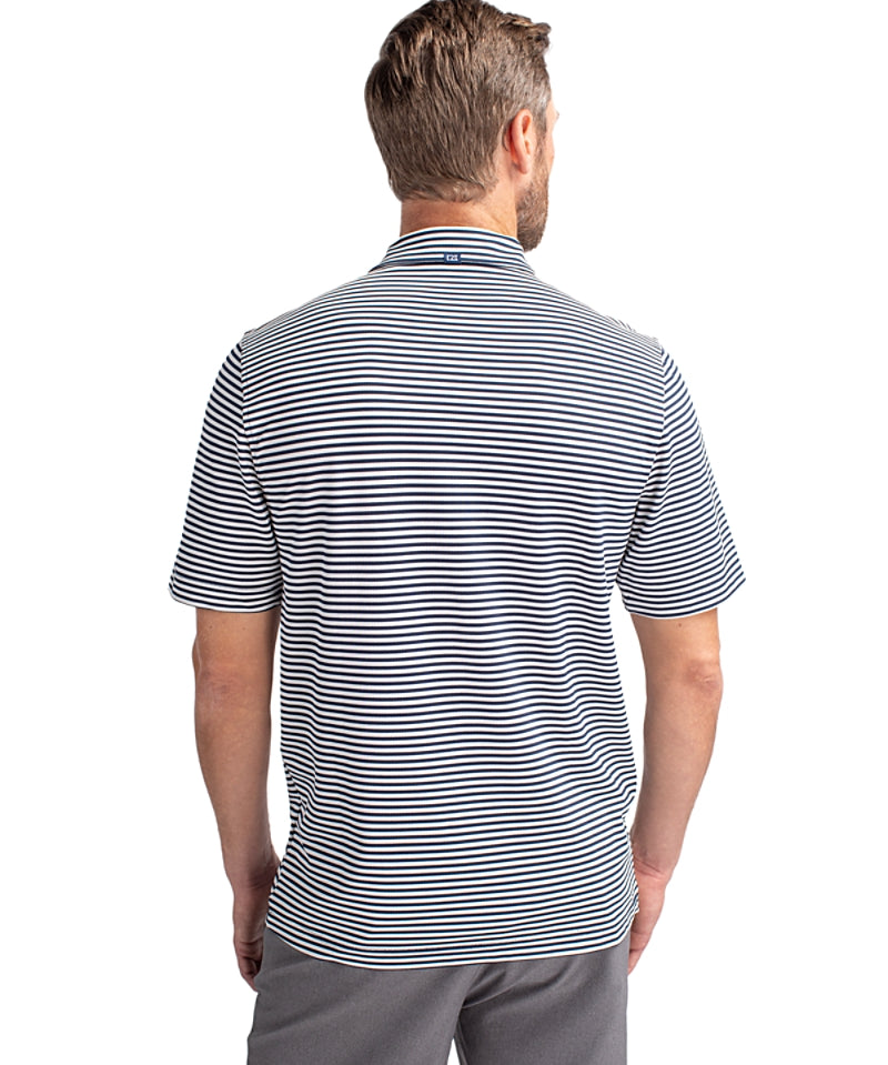 Black Cutter & Buck Stripe Mens Polo