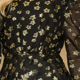 BLACK/ GOLD PUFF SLEEVE STAR DRESS