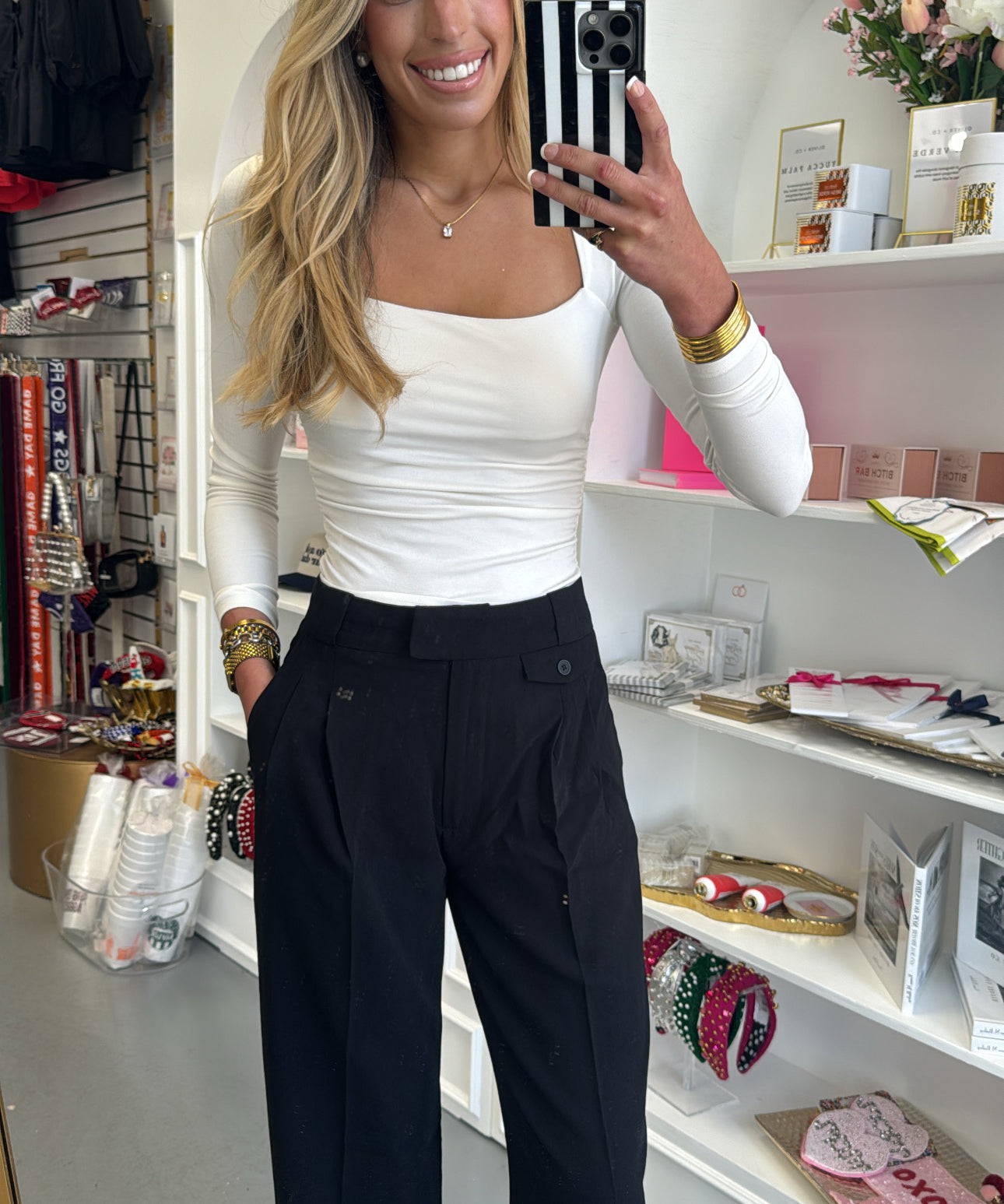 Black High Waisted Pleated Dress Pants