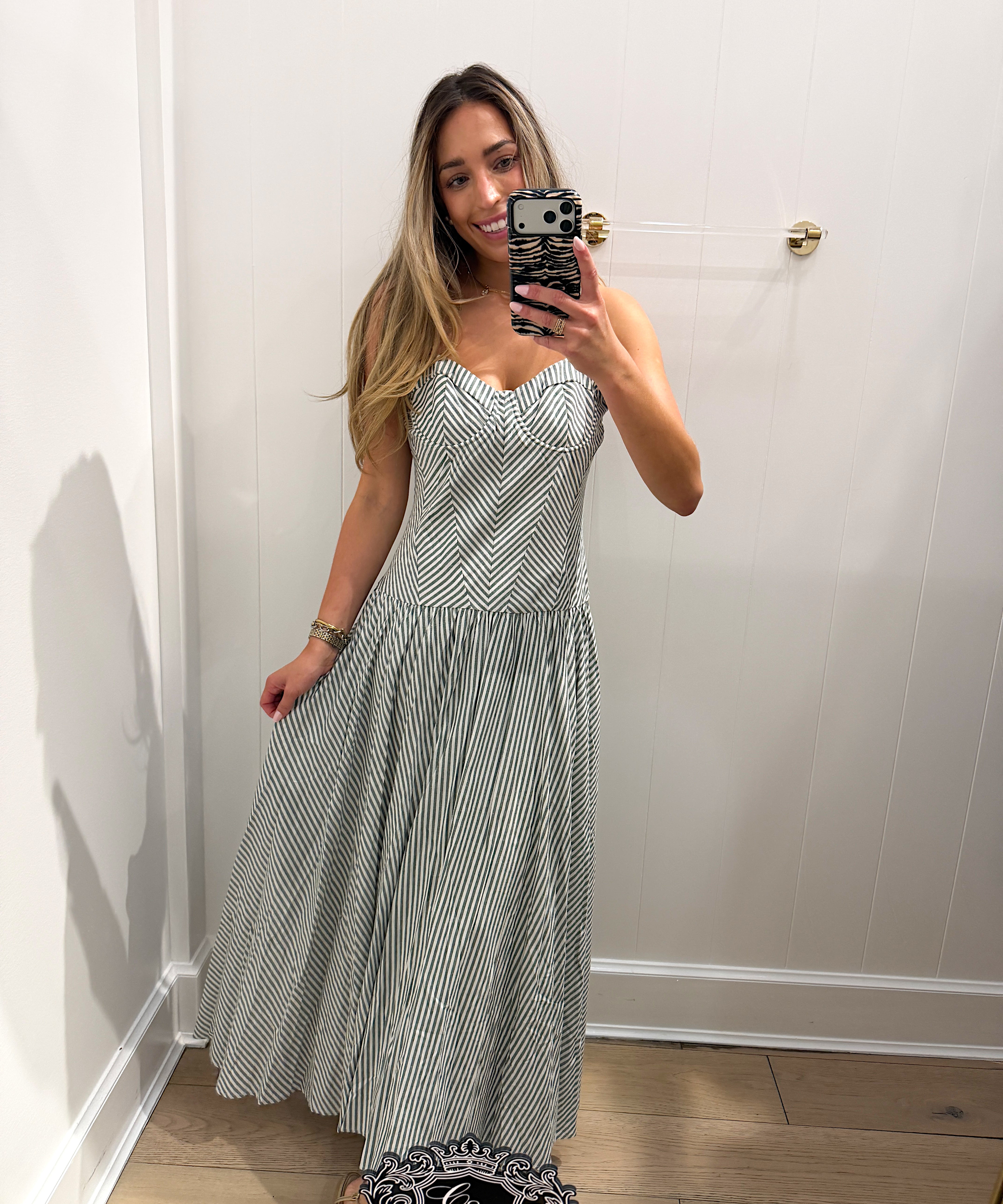 HUNTER GREEN CORSET MAXI DRESS