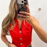 LBK RED BUTTON TOP