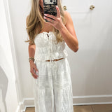 WHITE EMBROIDERED LACE TOP & MAXI SKIRT SET