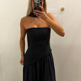 LBK BLACK SCARF STRAPLESS DRESS