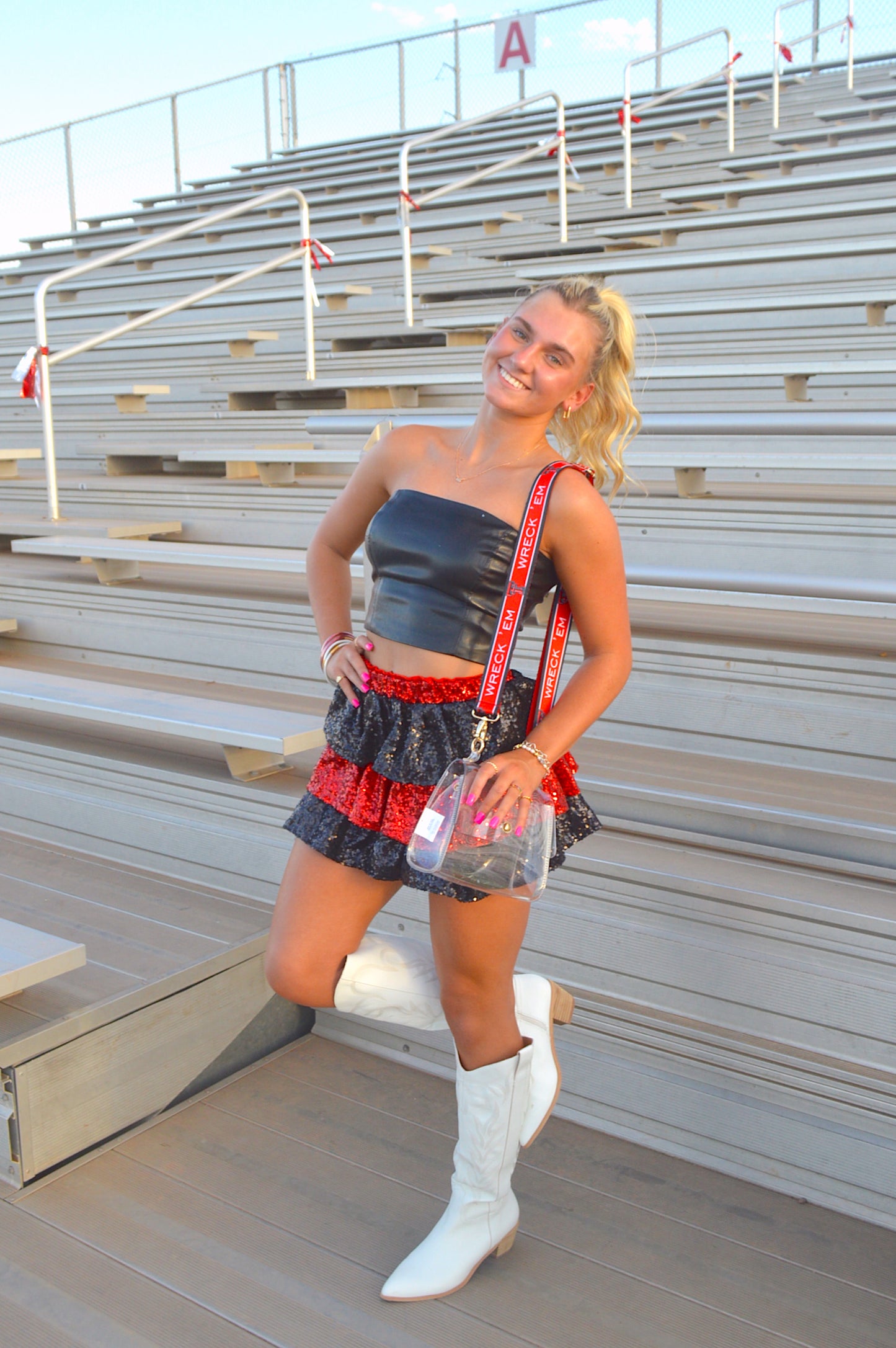 RED/ BLACK SEQUIN SKIRT