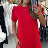 RED KNIT STRIPE DRESS