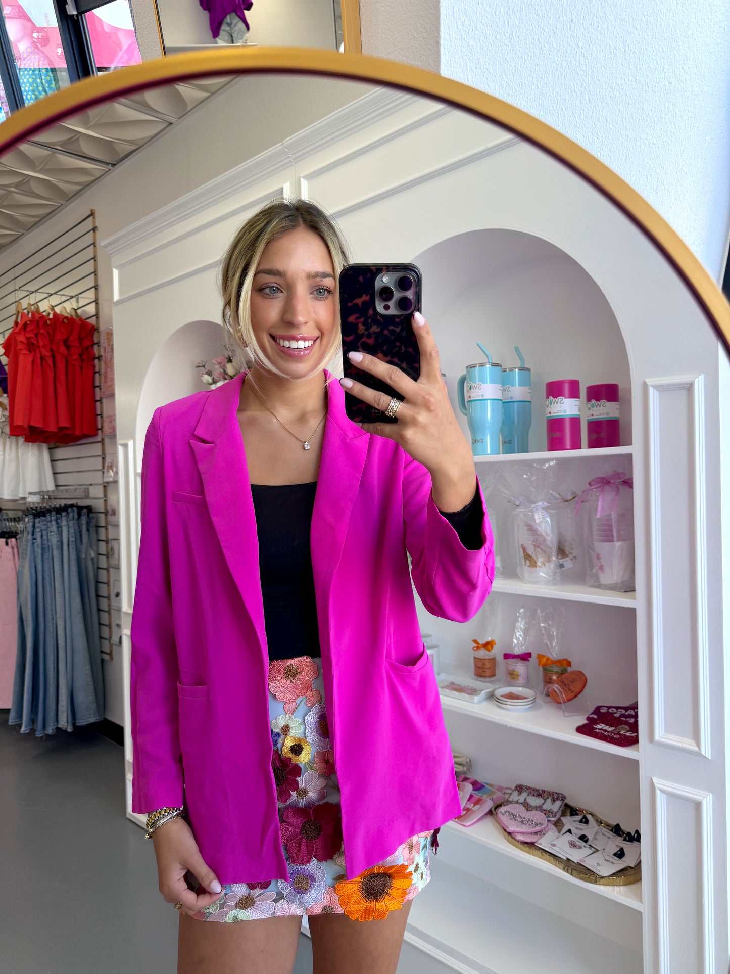 MAGENTA BLAZER TOP