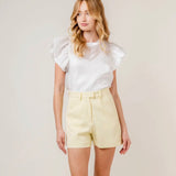 WHITE ORGANZA SHORT SLEEVE TOP