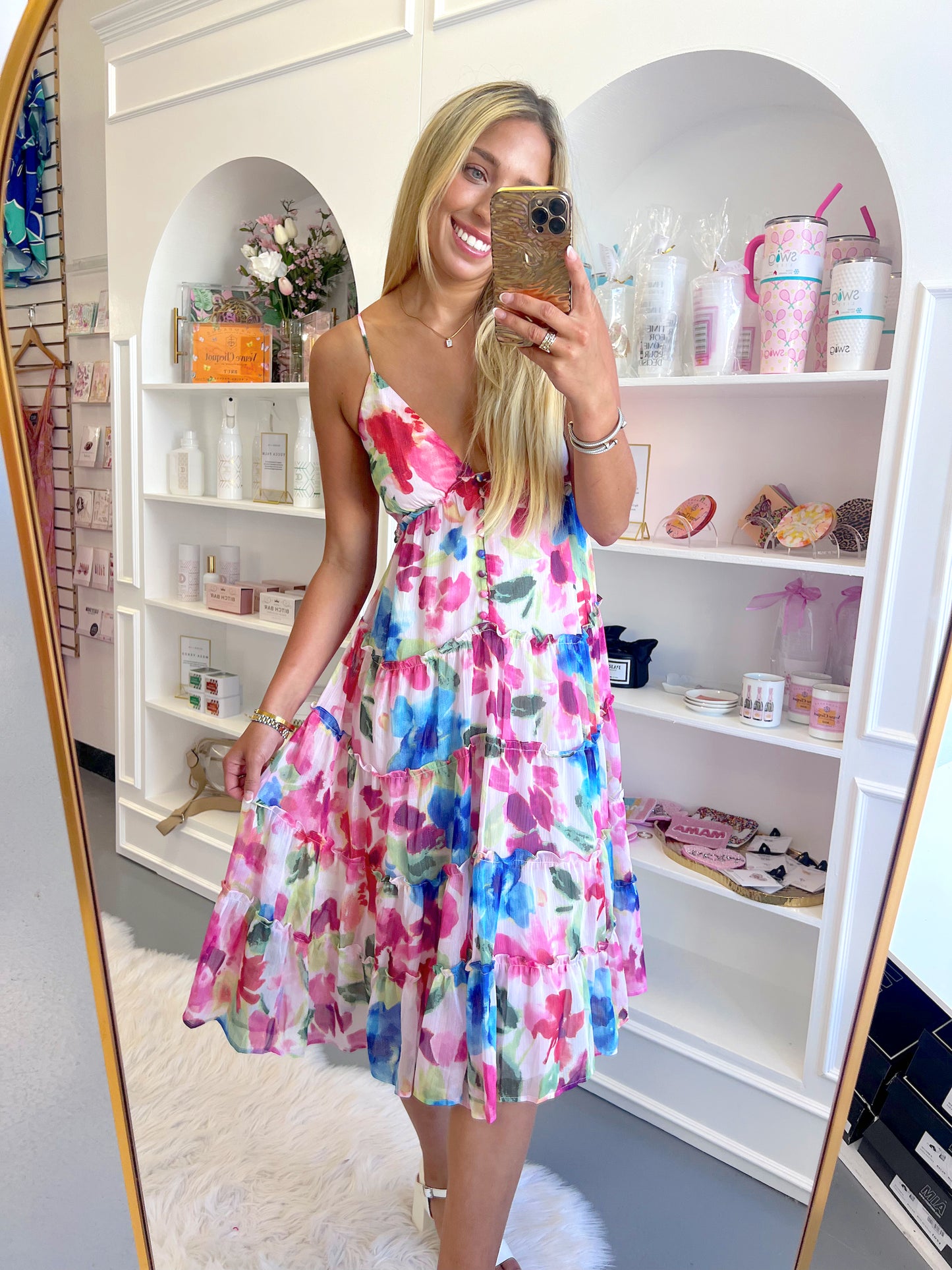 FLORAL BUTTON UP MIDI DRESS