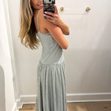 HUNTER GREEN CORSET MAXI DRESS
