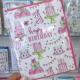 HAPPY BIRTHDAY PINK CAKE & CONFETTI CARD