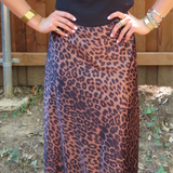 Brown Leopard Print Maxi Skirt