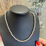 SILVER 6MM BEADED NECKLACE - STERLING SILVER