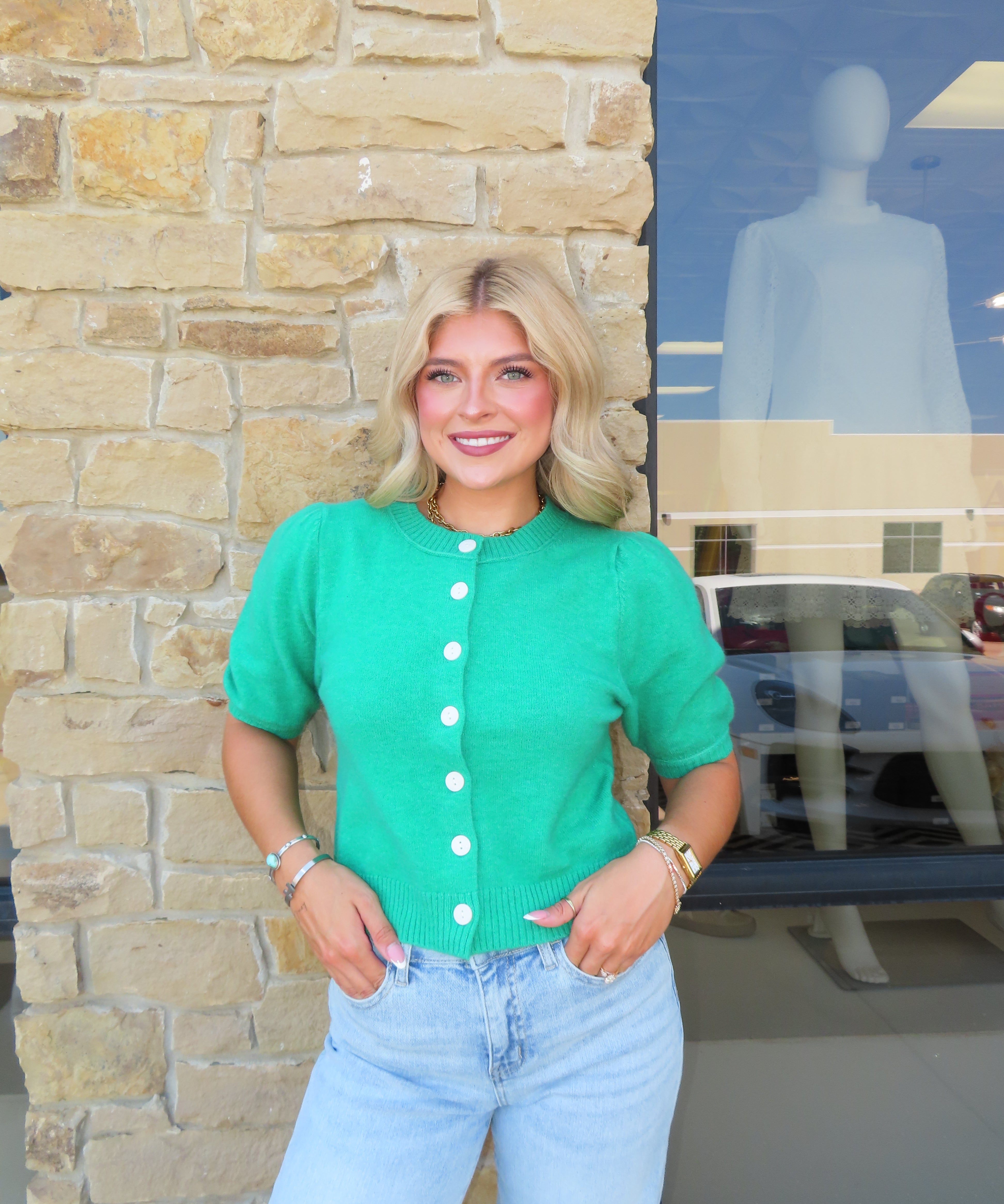 EMERALD PUFF SHORT SLEEVE TOP