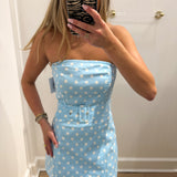 BABY BLUE POLKA DOT STAPLESS DRESS