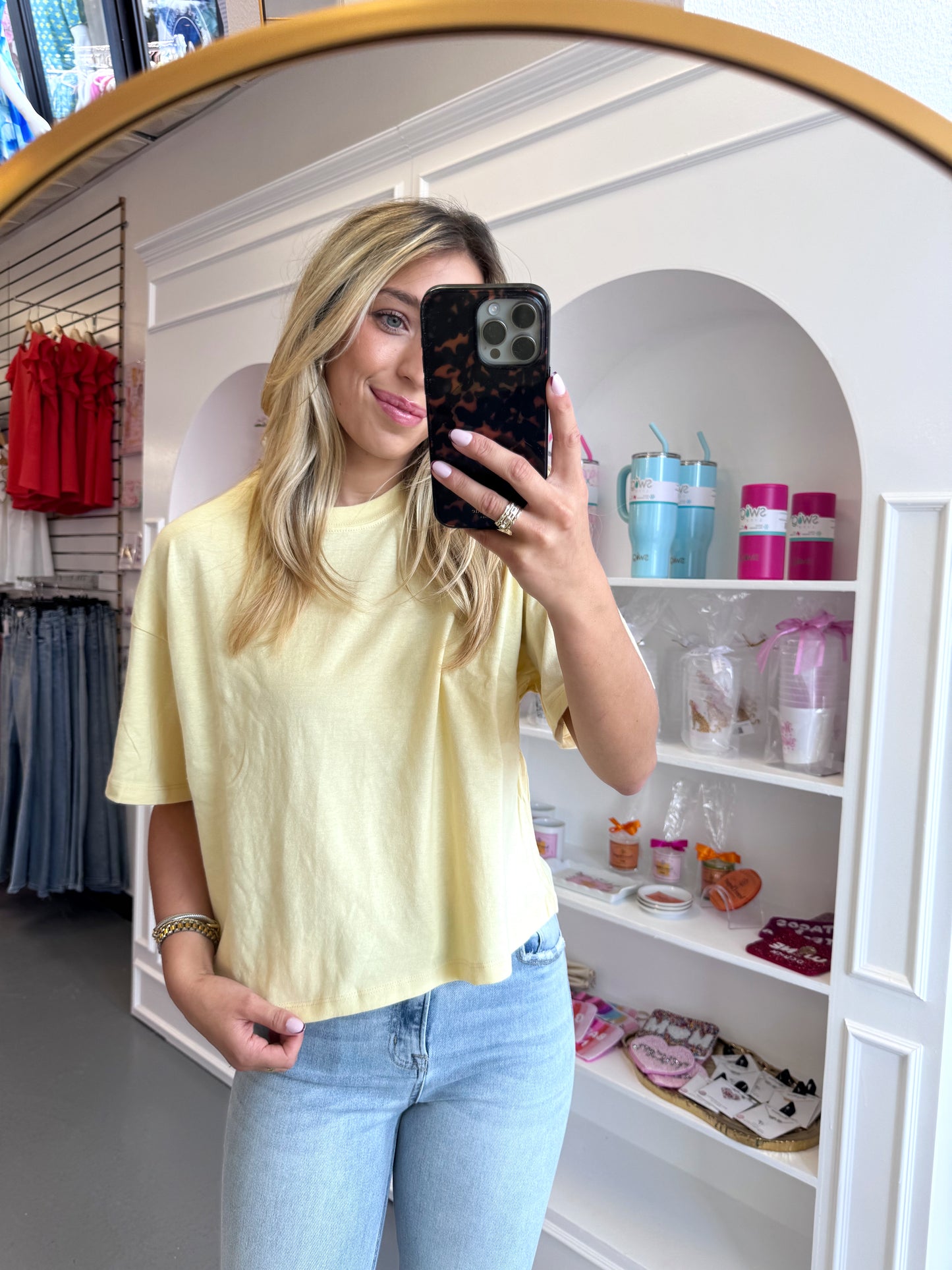 YELLOW BLANK CROP TEE