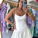 Cream Jacquard Bubble Hem Dress