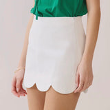 WHITE SCALLOPED HEM SKIRT