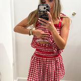 RED & WHITE GINGHAM SKORT SET