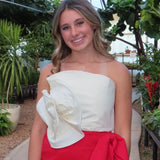 Ivory 3d Rosette Detail Strapless Top