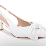 GLORIA WHITE BOW KITTEN HEELS