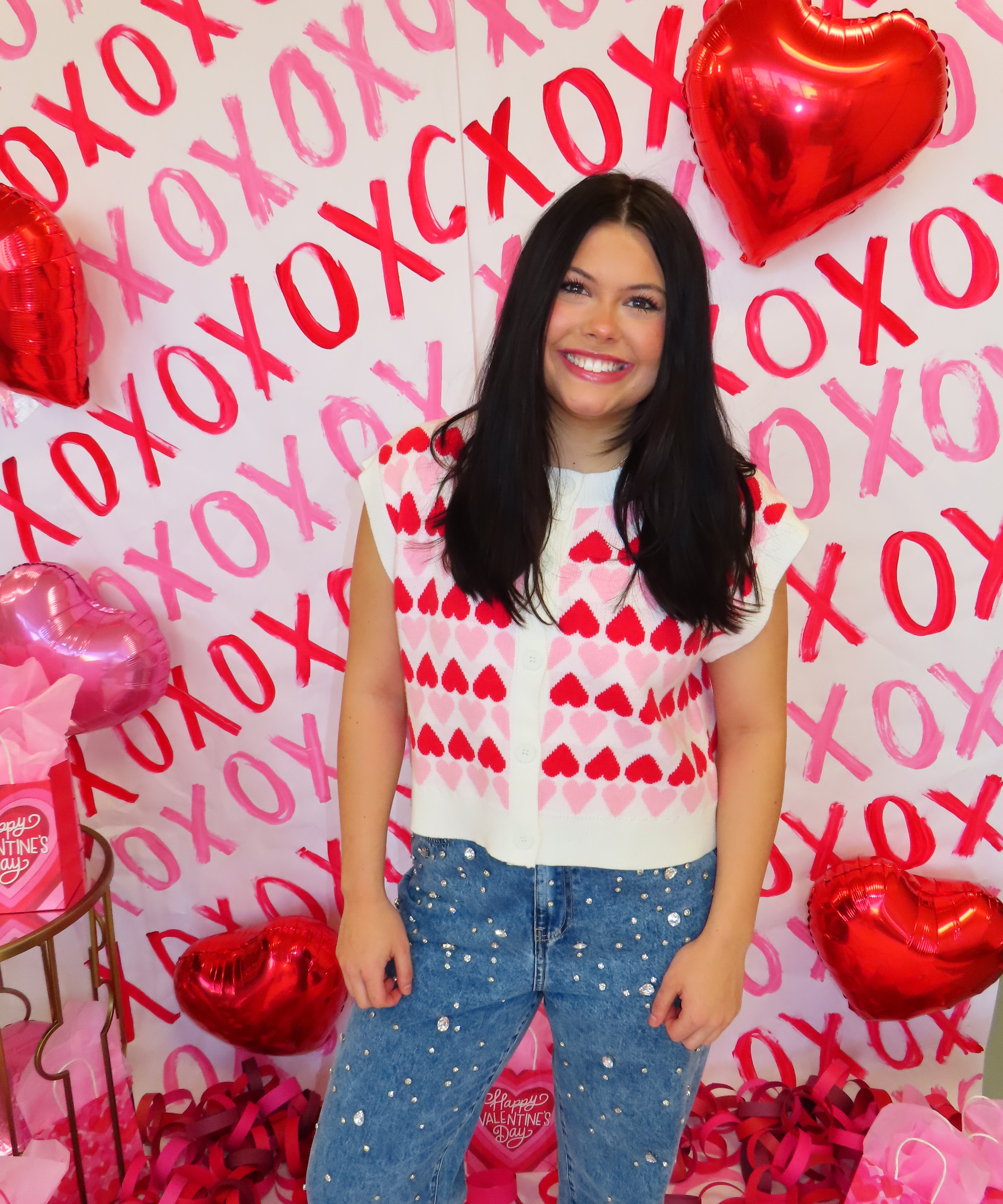 Heart Button Down Sweater Top