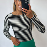 Black & White Striped Longsleeve Top