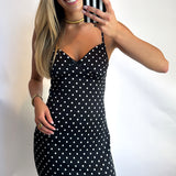 POLKA DOT PRINTED MIDI DRESS