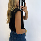 BLACK NECKLINE SHOULDER PAD BODYSUIT