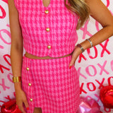 Pink Houndstooth Button Set