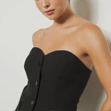 BLACK STRAPLESS SWEETHEART BUSTIER TOP