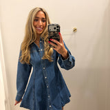 DENIM LONG SLEEVE BUTTON DRESS