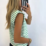 GREEN STRIPED CARDIGAN/ VEST TOP